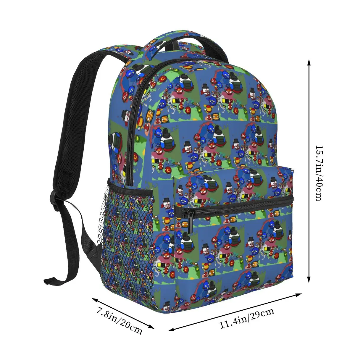 Mochilas Countryball para meninos e meninas, mochila infantil, mochila infantil dos desenhos animados, bolsa de ombro de grande capacidade