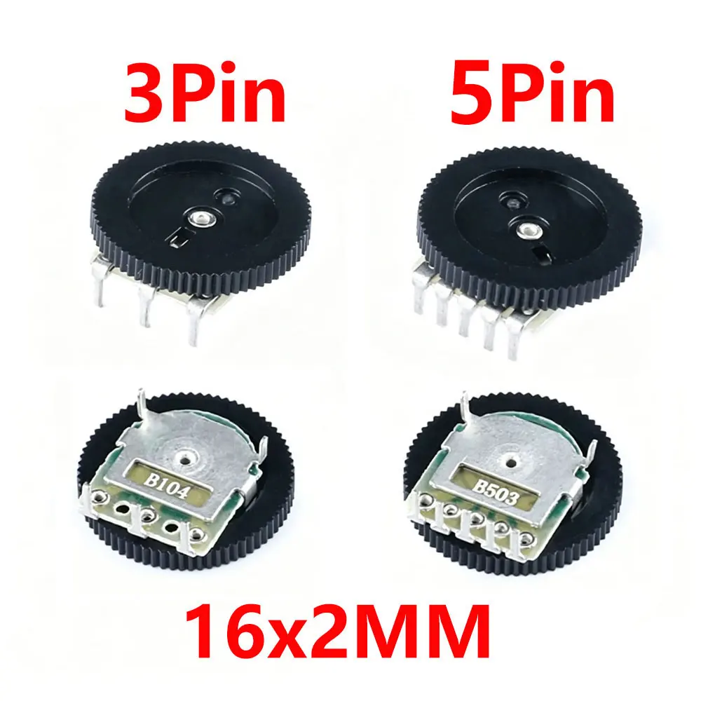 10pcs Single Gear Dial Potentiometer 1K 5K 10K 20K 50K 100K Ohm Volume Switch Disk B102 B502 B103 B203 B503 B104 Radio MP3/MP4