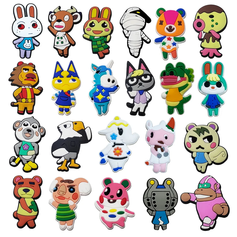 22pcs Animal Cross Cartoon series Shoe Decoration Designer for Shoe Charms Accessories for Classic Clog Kids Gifts