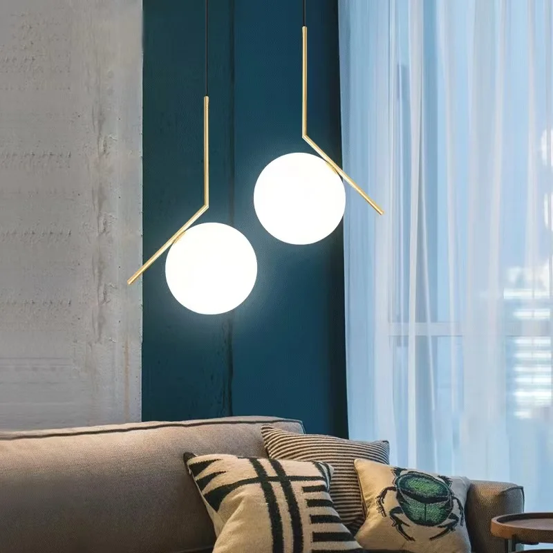 

Bedhead Lighting Milk White Glass Ball Pendant Lights LED Lustre Moderne Luxe Dining Room Decor Home Bedroom Hanging Lamps