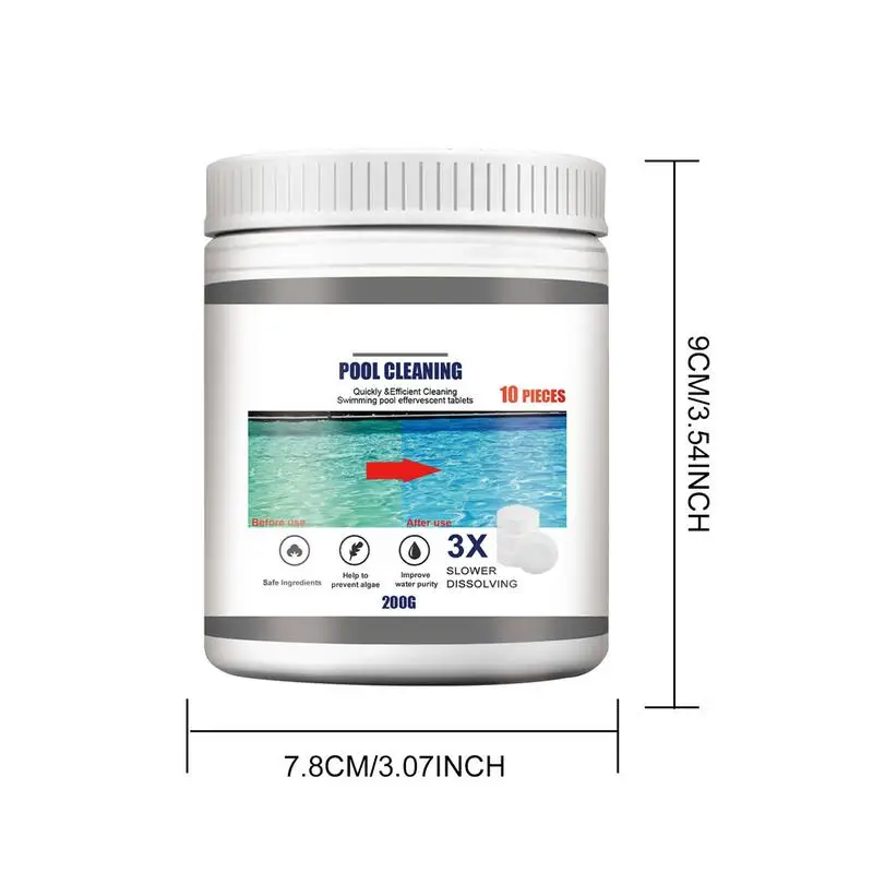 Pool Cleaning Tablet 10pcs Fast Dissolving Effervescent Tablets Instant Effervescent Cleaning Floating Pool Dispenser Clarifier