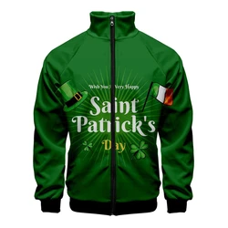 Giacca irlandese St.Patrick Day stampa 3D uomo donna moda cappotti con cerniera vestiti top felpa oversize felpa con cappuccio ragazzi ragazze abbigliamento