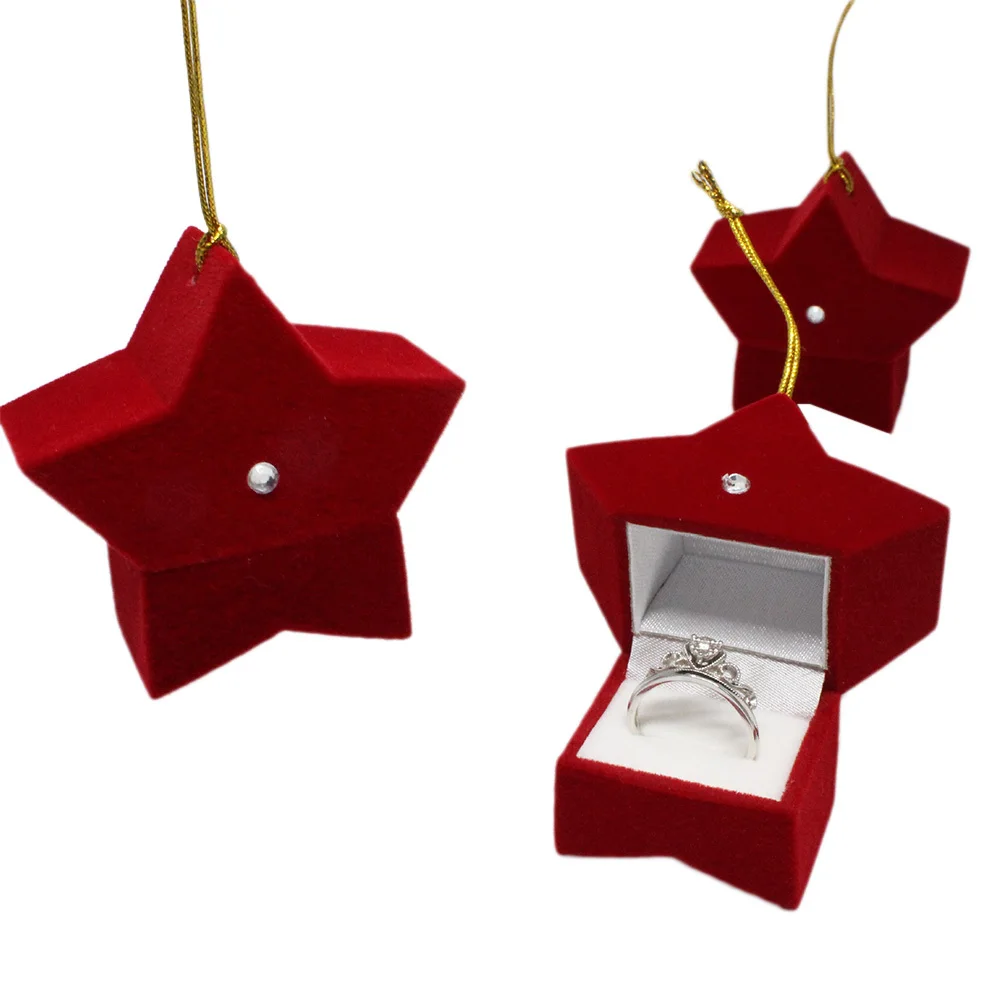 3Pcs Red Christmas Jewelry Box Durable Five-Pointed Star Design Jewelry Case Storage Organizer Xmas Gift Xmas Box