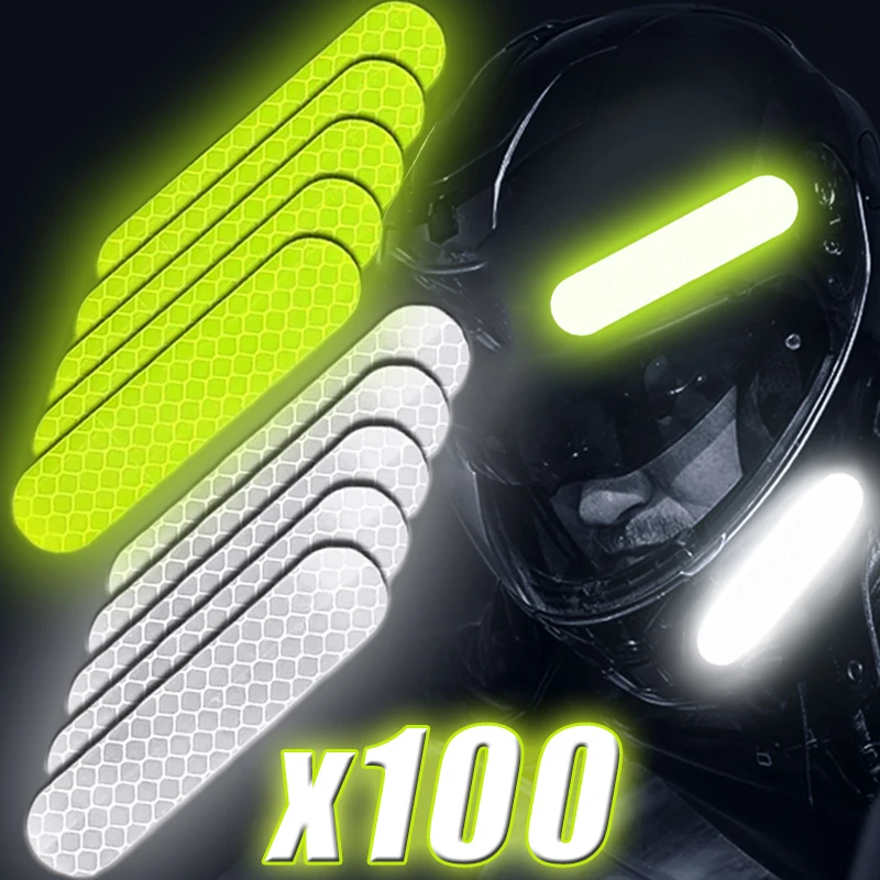 100-10PCS Helmet Safety Warning Reflective Stickers Strip Waterproof High Visibility Reflector Tape For Night Riding Walking Car