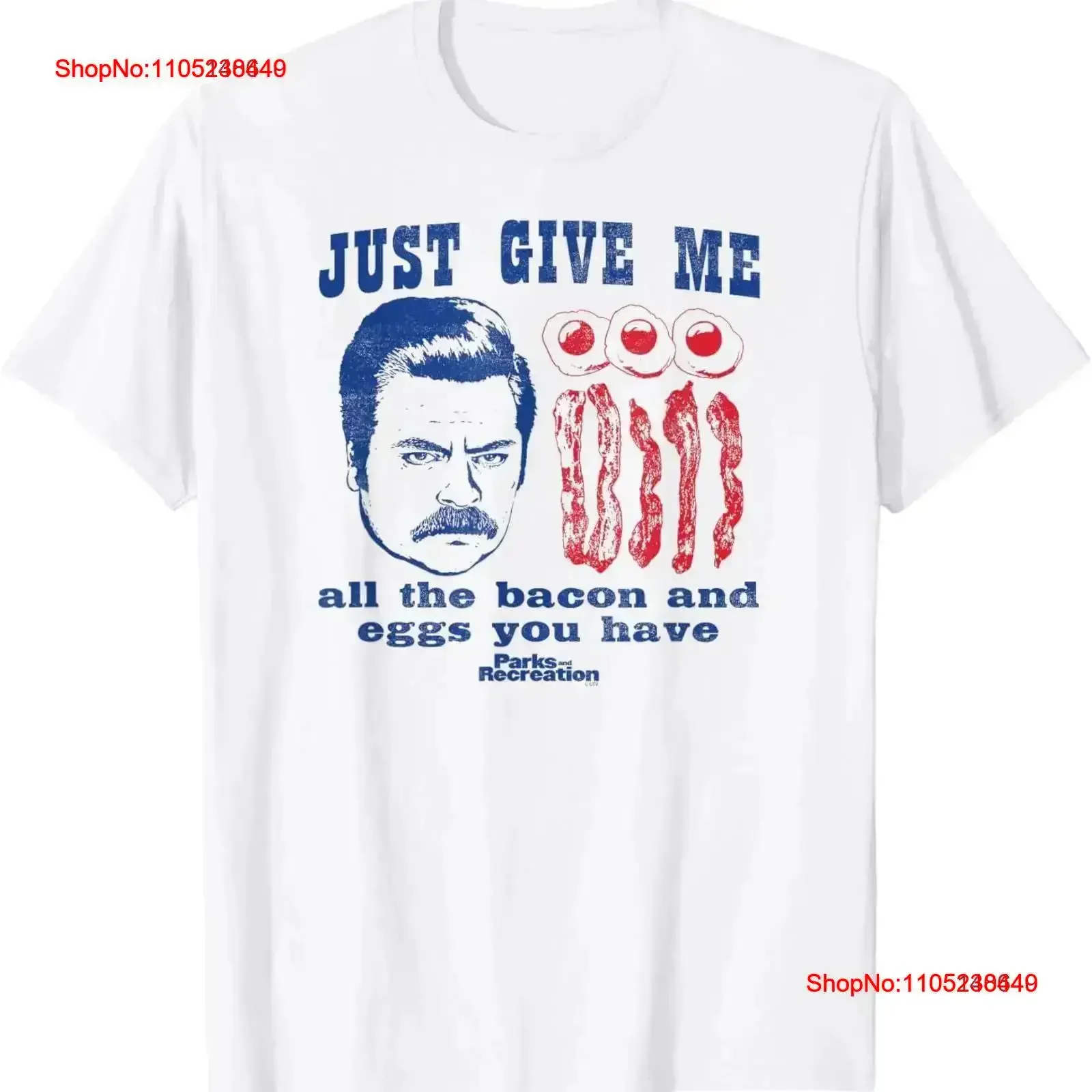 

Parks and Recreation Ron Swanson All the Bacon Eggs T Shirt vintage Washed Soft designer clothes fashion Casual graphic homme