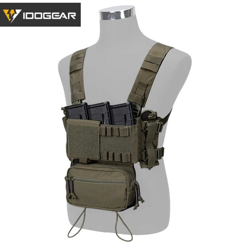 IDOGEAR MK3 Tactical Chest Rig Modular Lightweight Hunting Vest Full Set w/ 5.56 Mag Pouch Pantiball 3317