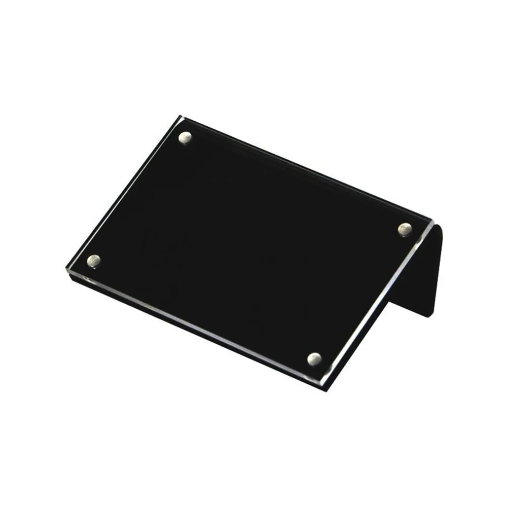 L-shape Acrylic Menu Card Display Frame 90*60mm Clear Black Photo Picture Sign Holder