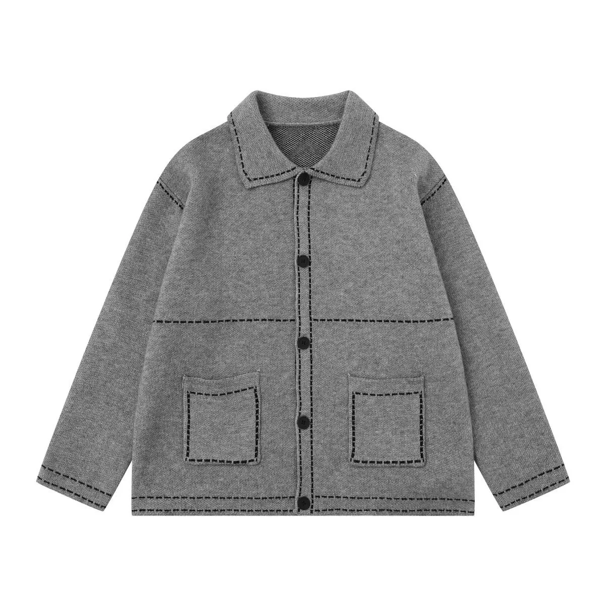 

Retro Lazy Lapel Long Sleeve Sweater Jacket Design Men's Autumn and Winter Loose Versatile Knitted Cardigan