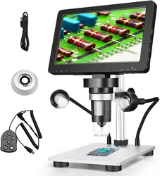 12MP HD 7'' Screen 1200x Digital Microscope HD Display Industrial Magnifier 1080P with 8 LED lights Multilanguages
