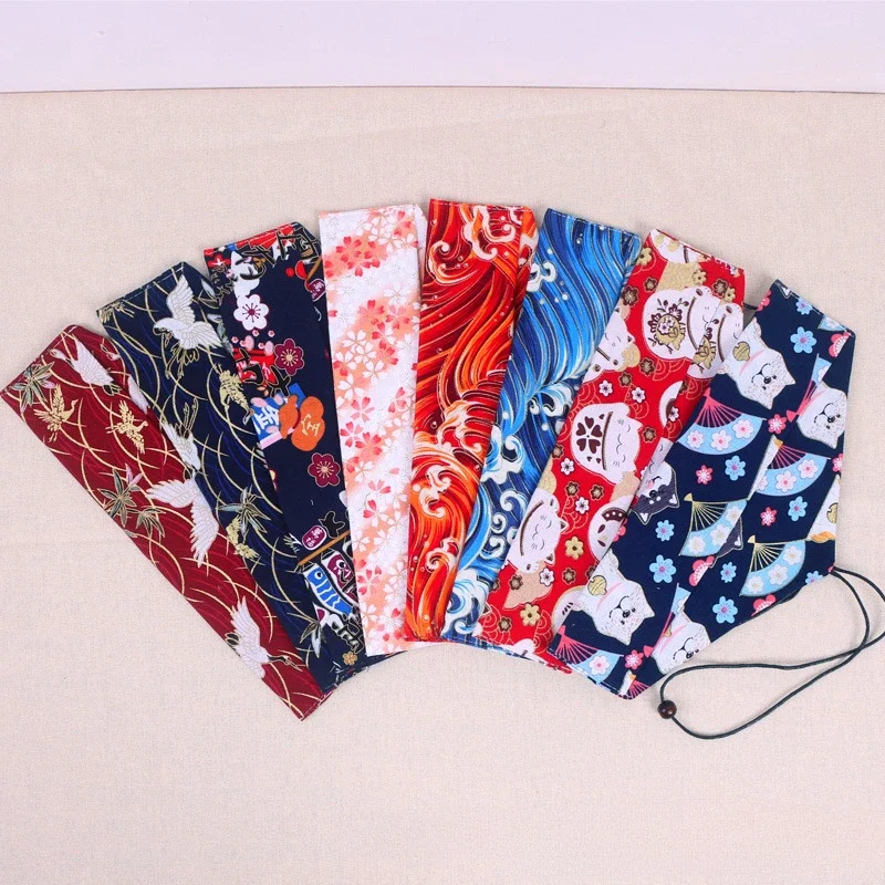 1Pcs Reusable Japanese Vintage Print Tableware Bag Travel Portable Cotton Linen Chopsticks Spoon Fork Knife Storage Bag 2025 New