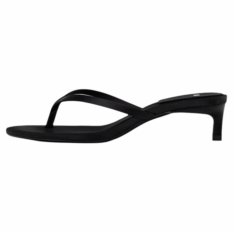 Thin Heels Flip Flops 2024 Summer Clip Toe Slippers Beach Vacation Style High Heel Sandals Shoes Woman Commuter Shoe Sandalias