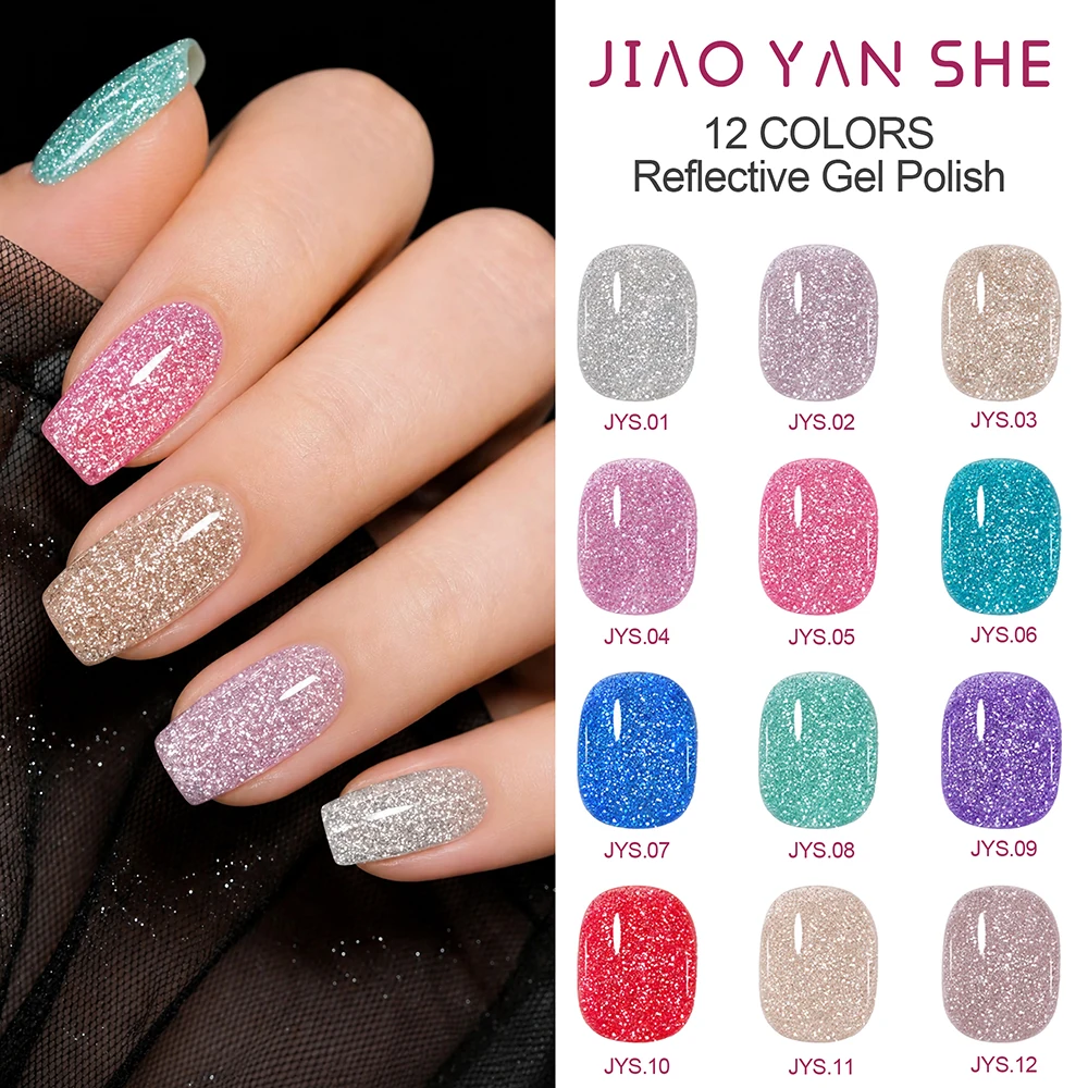Image of JIAO YAN SHE 12ml Glitzer-Reflexions-Gel-Nagellack, Leuchtend Funkelndes Diamant-Nagelgel
