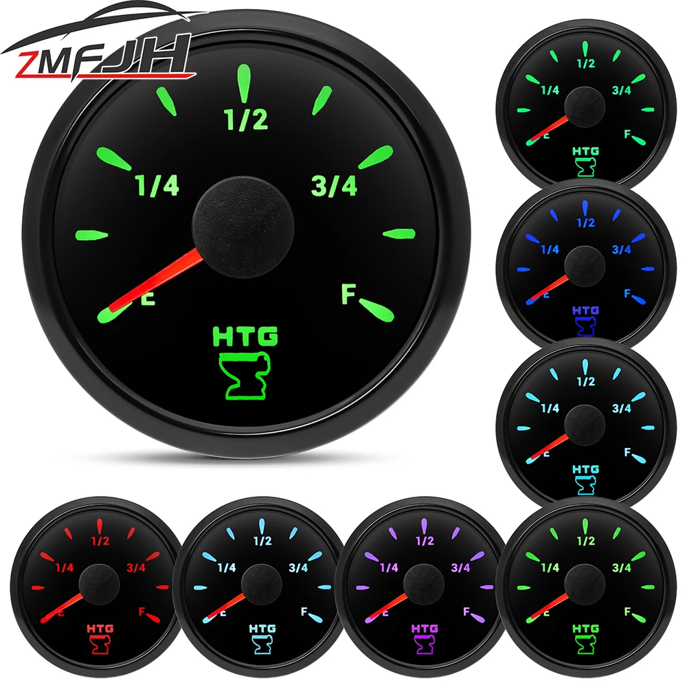 

7 Colors Backlight 52MM HTG Gauge Sewage Level Gauge 0-190ohm 240-33ohm Holding Tank Level Gauge For Marine Boat Car 12V 24V