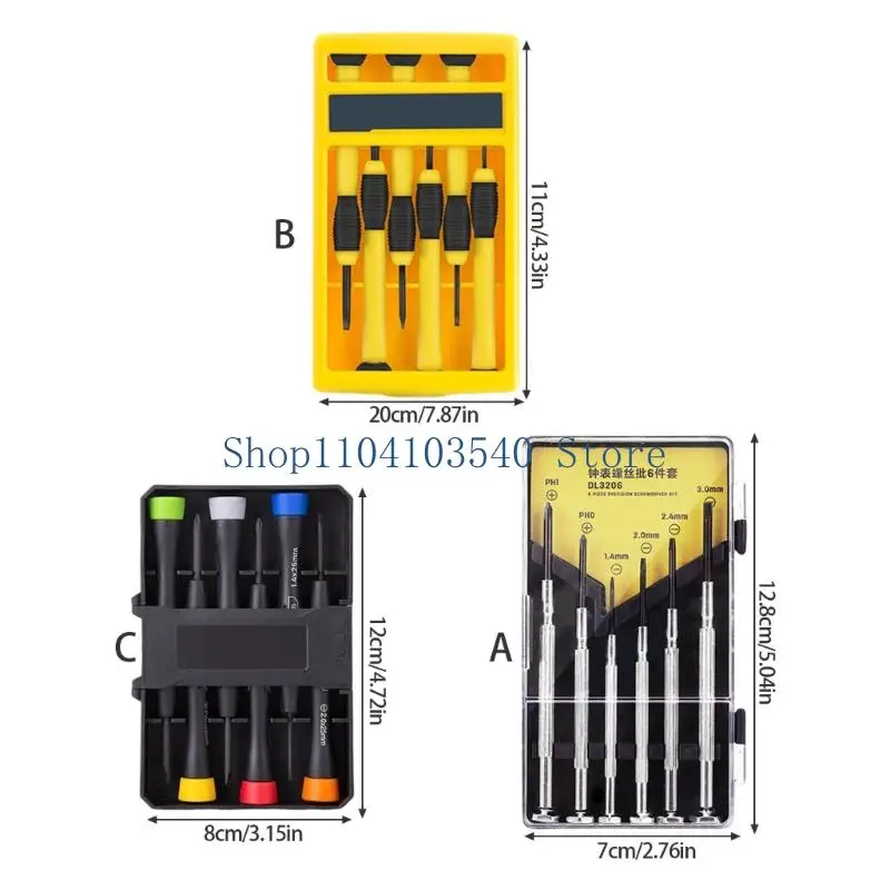 02DC 6Pcs Multifunctional Small Screwdriver,Steel Screwdriver Hand Tool for Eyeglass, Sunglasses, Electronics