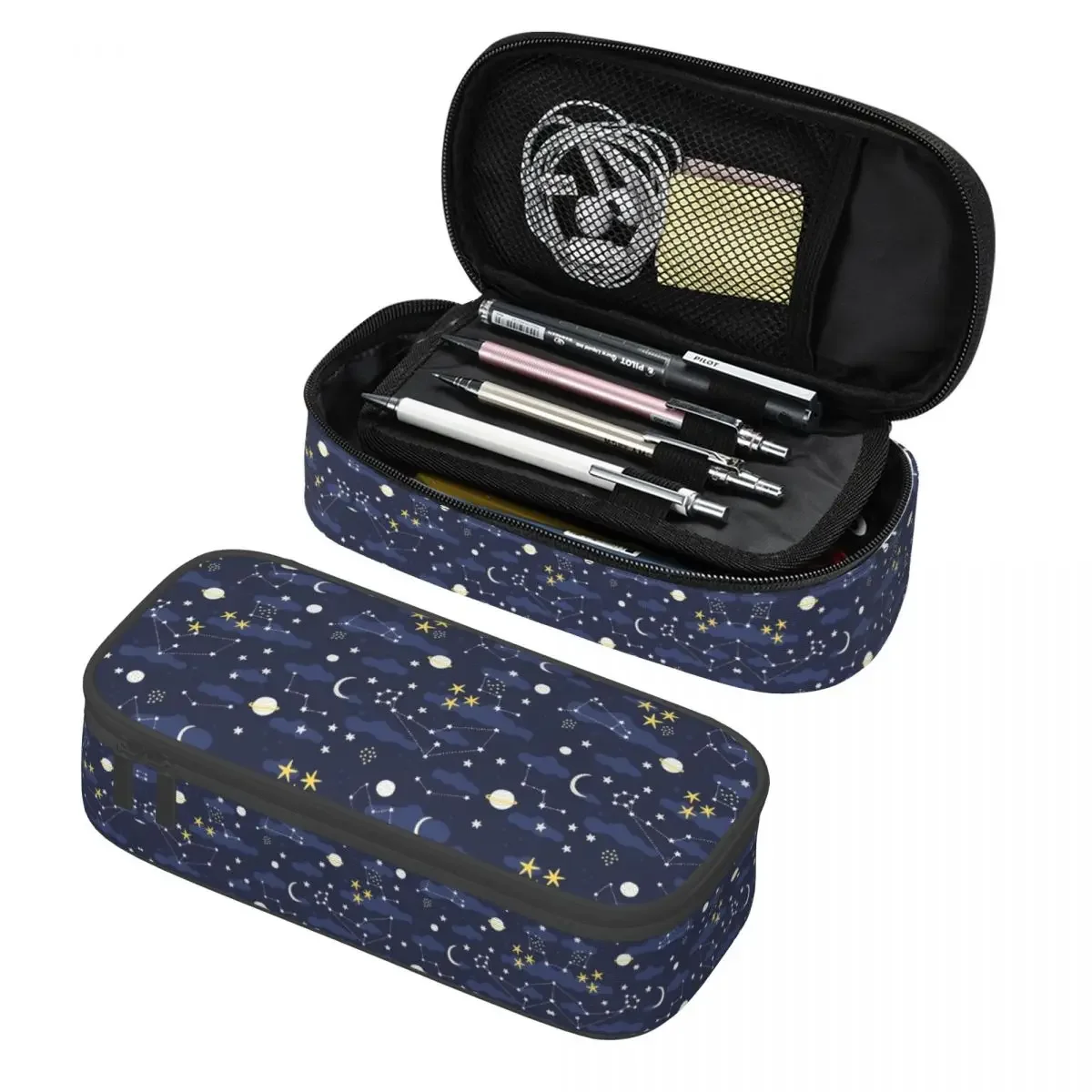 

Custom Galaxy Constellation Moon And Stars Pencil Case for Large Capacity Space Astronomy Universe Pen Box Bag Stationery