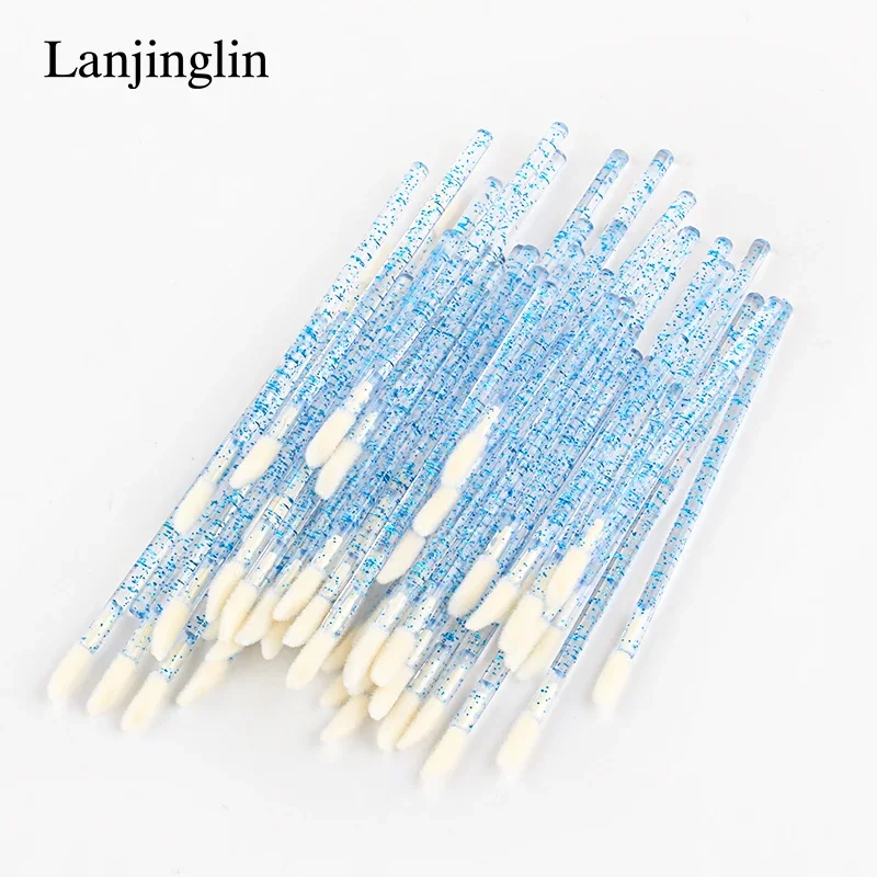 แปรงทาปากแบบใช้แล้วทิ้ง Lanjinglin 5/50 ชิ้น แปรงแต่งหน้า แปรงทาลิปสติก ไม้ทาลิปสติก อุปกรณ์ต่อขนตา อุปกรณ์เสริมความงาม