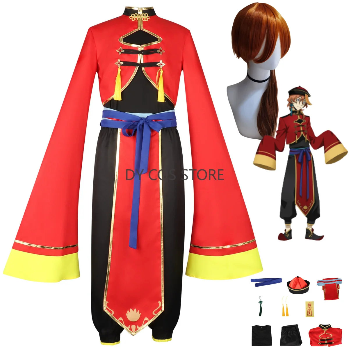 

Аниме Bungo Stray Dogs Nakahara Chuuya Косплей Костюм Зомби Униформа Красное Пальто Униформа Шляпа Парик Взрослый Мужской Костюм На Хэллоуин