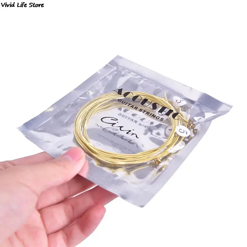 6pcs/set Universal Acoustic Guitar String Brass Hexagonal Steel Core Strings For