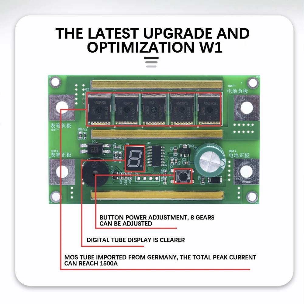 Digital Display Spots Welding Machine Circuit Board for Lithium Battery 8 Gear Power Adjustable Spot Welder Battery Spots Welder