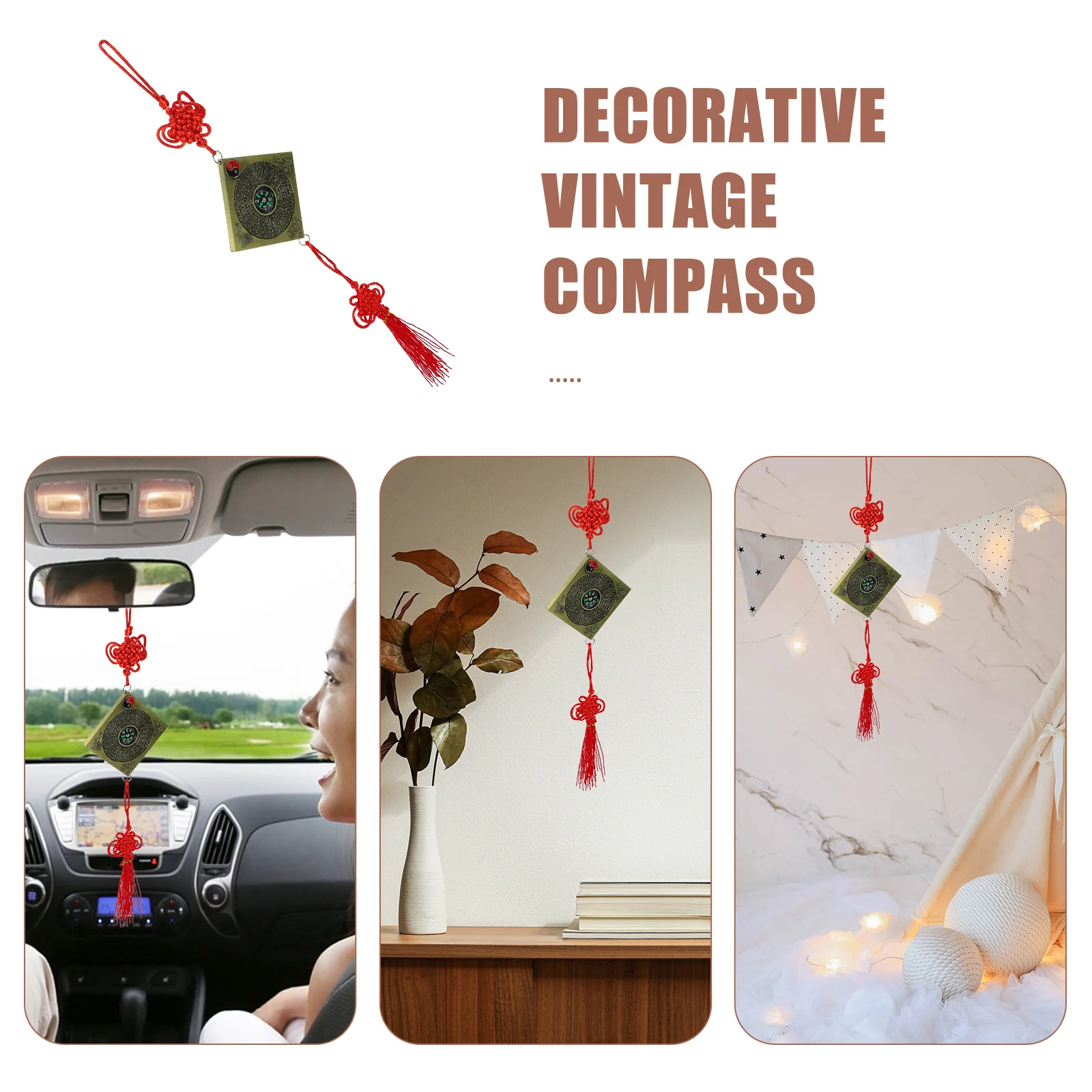 

Rustic Compass Pendant Retro Decor Car Hanging Ornament Zinc Alloy for Decoration