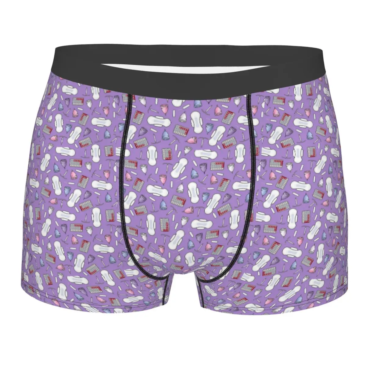 Boxer Underpants Shorts Period Protection, PMS Ready In Purple Panties Men's Breathable Underwear for Homme Man Boyfriend Gifts