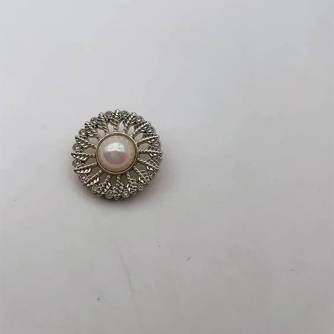 6PCS New Small Hollow Pearl Flowers Metal Button DIY Shanked Shirt Sweater Decorative Button