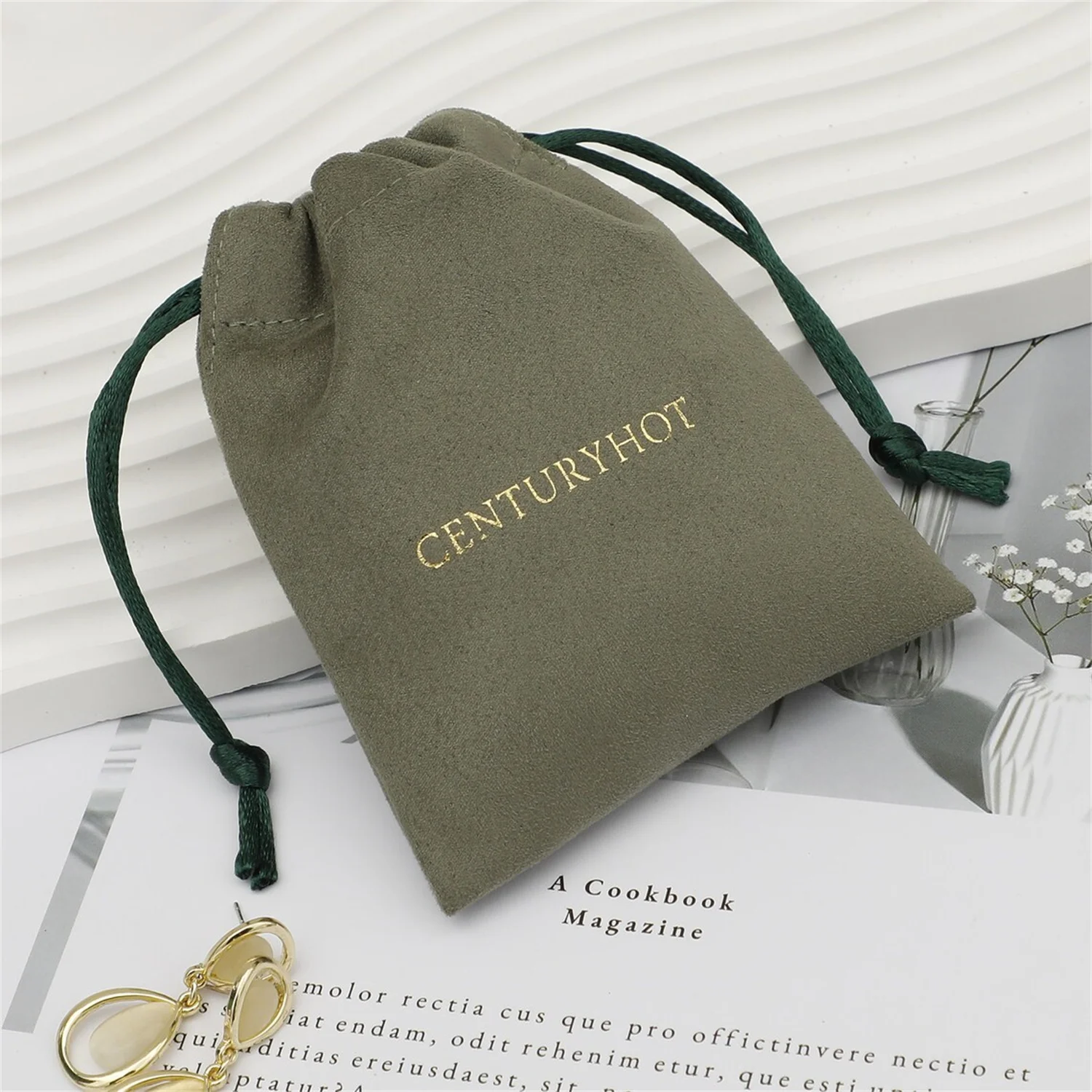 

50 personalized color logo drawstring bag custom bagging bag jewelry pouch necklace bag suede bag skin care product pouch