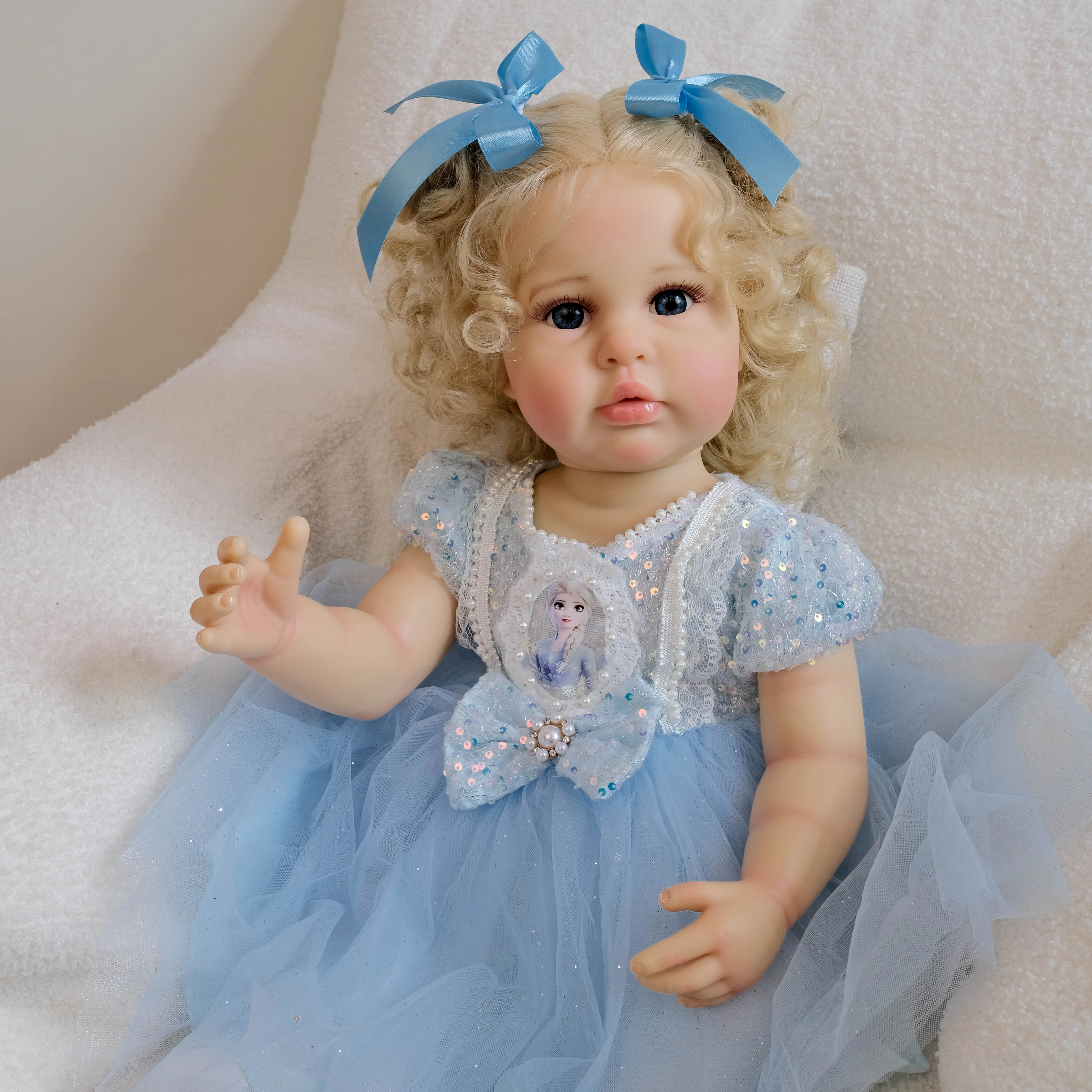

NPK 22inch Silicone Reborn Doll Full Body Ellie Rooted Hair Lifelike 3D Skin Visible Veins Gift for Children