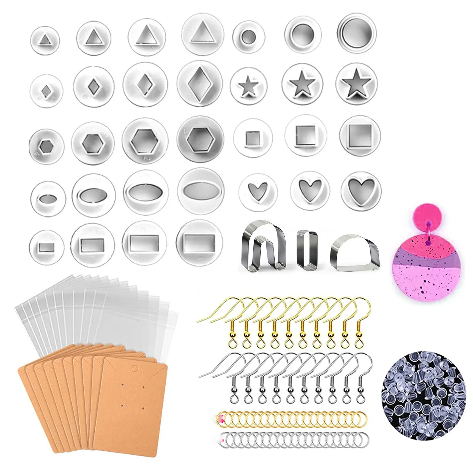 118/135 PCs Clay Cutter Stainless Steel Polymer Pottery DIY Ceramic Craft Cutting Mold for Earring Jewelry Pendant Making Tool