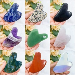 3.1'' Crystal Gua Sha Scraper Ficial Massager Tool Natural Rose Quartz stone Massage Board Face Lift Slim Gouache Scraping Plate