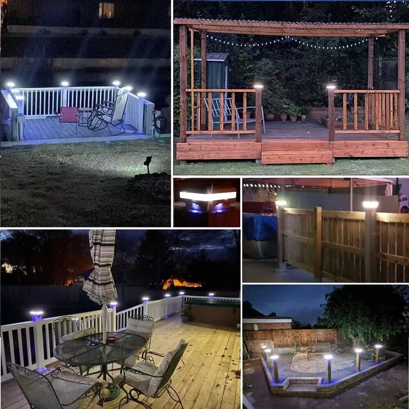 Imagem -05 - Acmeshine 52leds Cerca Solar Coluna de Paisagem Cap Luz Impermeável ao ar Livre Cilíndrico Caminho Deck Decoração Quadrada Luzes de Jardim Inteligentes Luzes de Cerca Iluminação de Paisagem