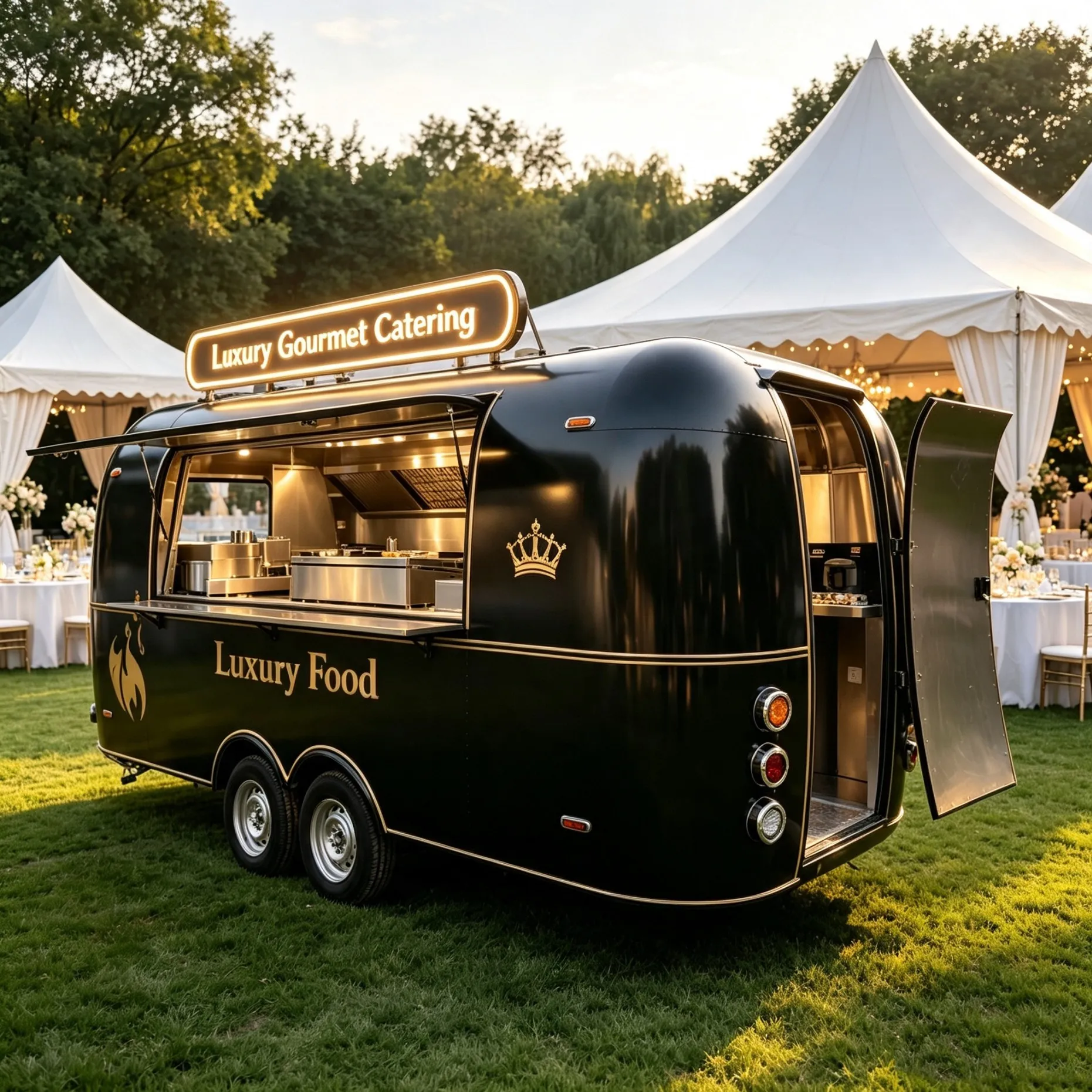 Commercial Mobile Food Truck Fully Equipped Ice Cream Food Trailer Truck Dessert Donuts Fast Food Trailer for Party Wedding