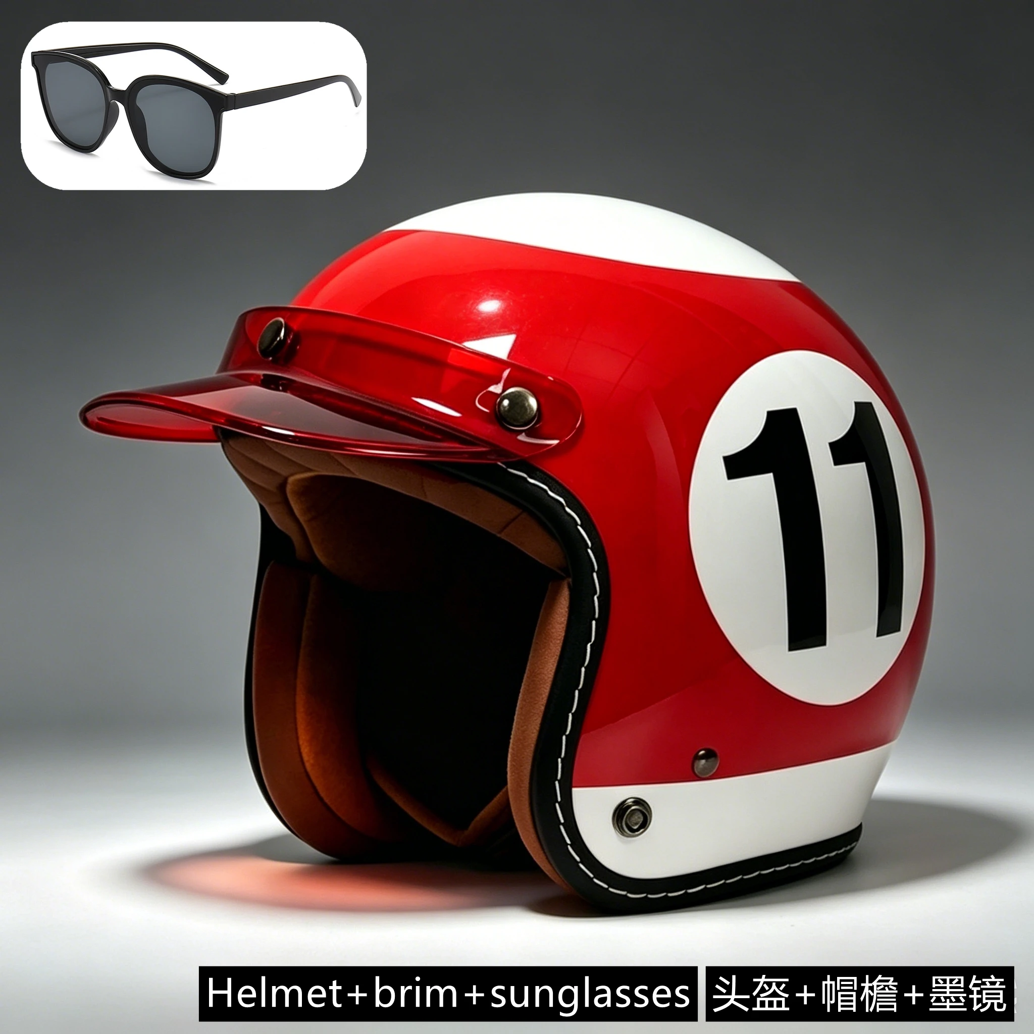 New retro lucky digital helmet 3/4 helmet motorcycle riding equipment electric car cruising riding four seasons unisex.