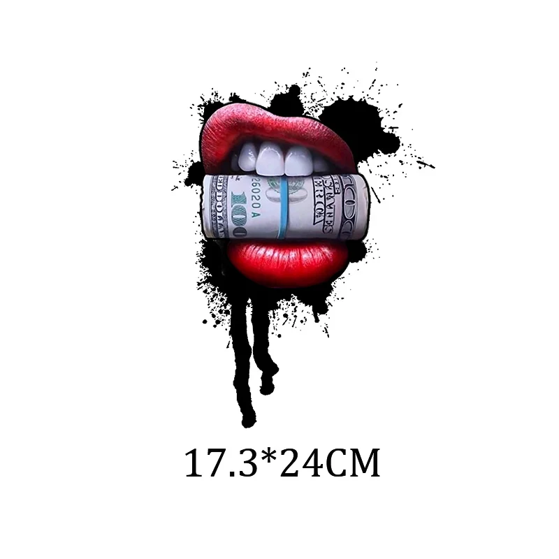 Colourful Lips Iron-On Heat Transfer Print-On T-Shirt Hoodies Patches For Clothing DIY Ladies Thermal Sticker Applique
