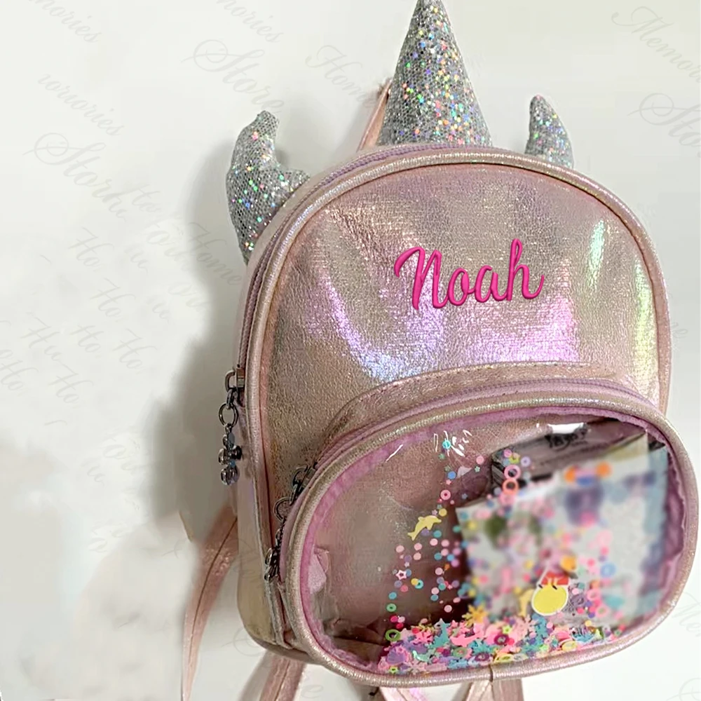 Cute Unicorn Personalized Backpacks Kindergarten Children\'s Small Schoolbag Custom Little Kids Snackbags with Name for Going Out