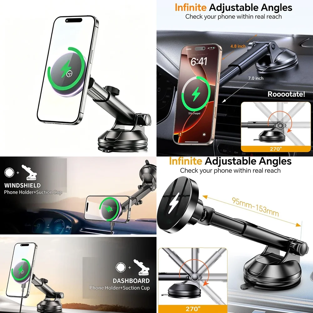 Electronic Accessories New Trending Product 2026 Magnetic Wireless Car Charger Dashboard Car Phone Holder Consumer Products