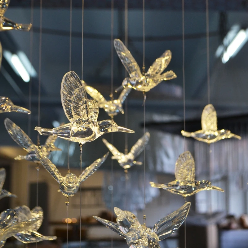 10 Pcs Crystal Hummingbird Hanging Decor Set Window Ceiling Bird Ornament with Hanging Rope Screws Adhesive Pads for Display