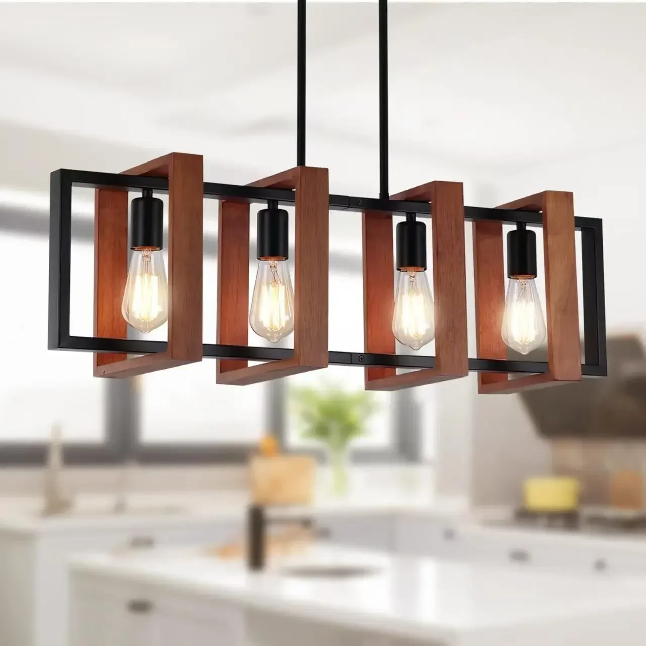 Vintage American Restaurant Chandelier Wooden And Iron Art Bar Restaurant Lamp Room Decoration Indoor Lighting Chandelier