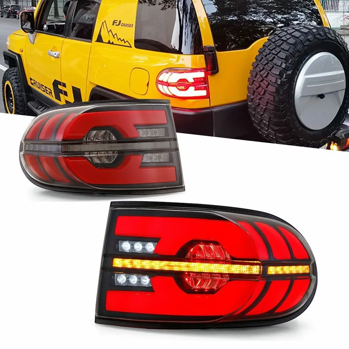 

1Pair LED Tail Lights Assembly For Toyota FJ Cruiser 2006-2020 Sequential Rear Lamps Accessories Plug and Play