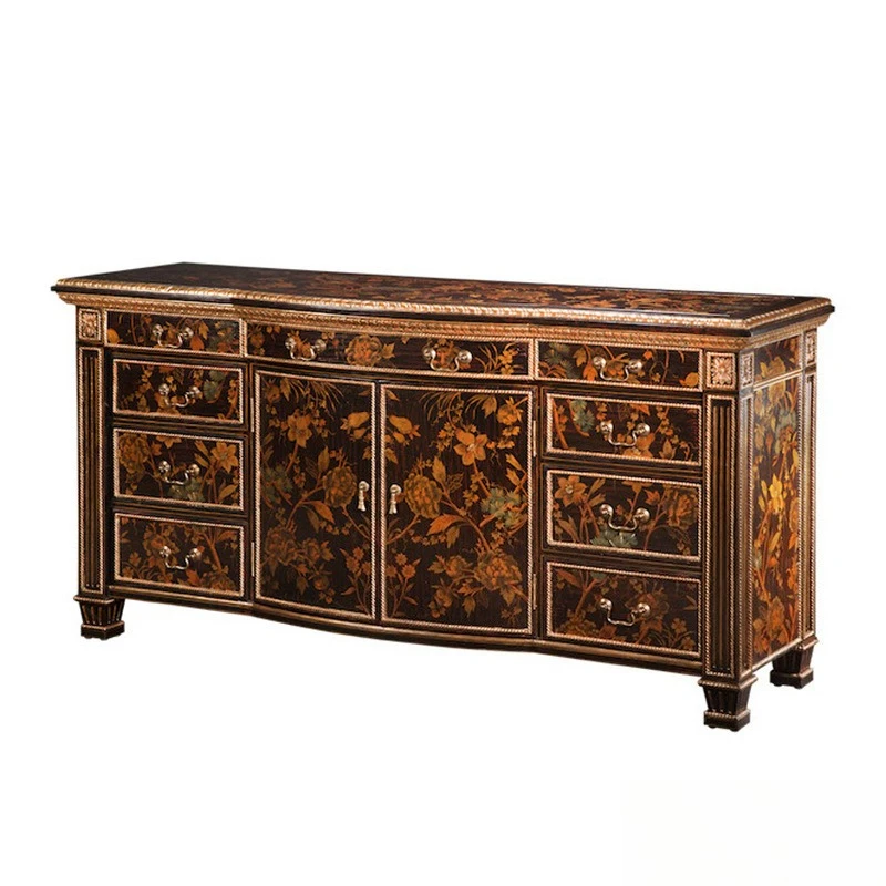 French art hand-painted porch cabinet retro living room home decoration locker furniture