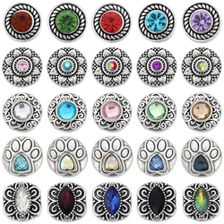 10pcs/lot Interchangeable Mini Snap Jewelry Round Footprint Simple Crystal 12mm Metal Snap Buttons for DIY Snap Button Bracelet