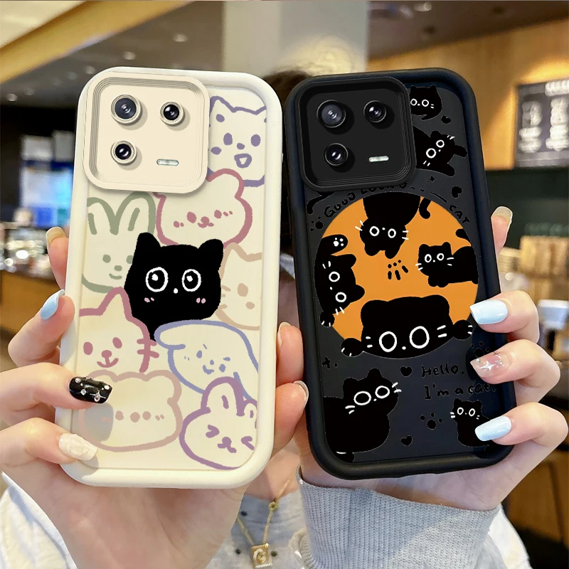 

Black Cat Cute Animal Phone Case For XIAOMI Mi 14 13 12 11T Pro 13 12 11 Lite Poco F6 F5 X5 X3 Pro NFC New Shockproof Phone Case