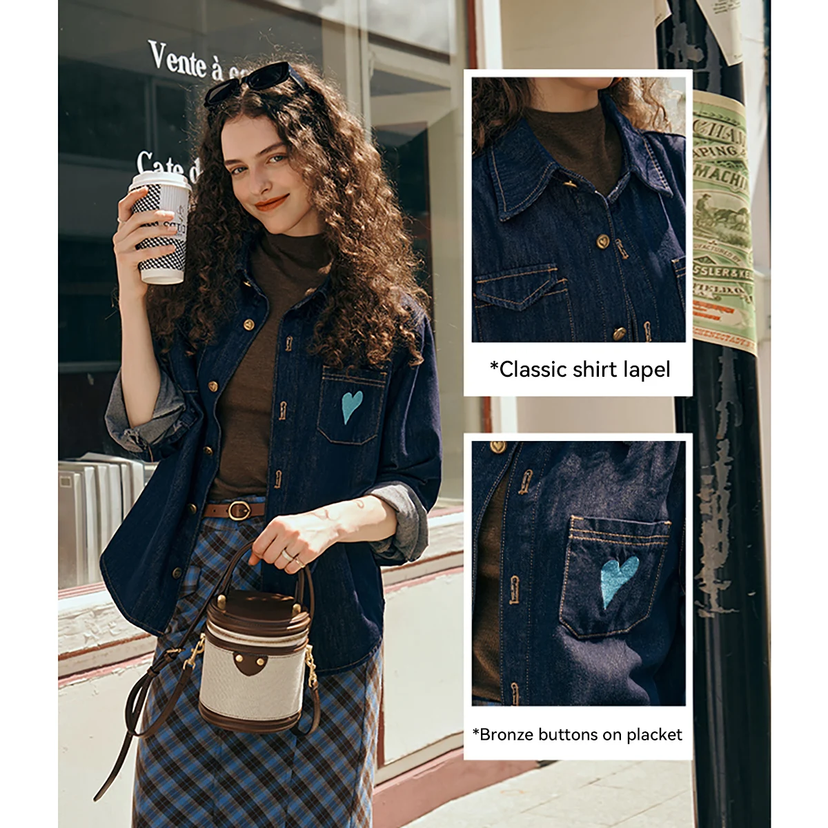 OLrain femme Denim chemises automne 2025 nouvelle chemise Vintage veste pur coton décontracté à manches longues femme chemise et chemisier O57QC85500