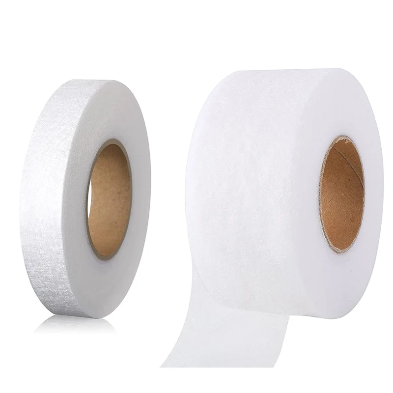 Double sided hot melt film2 Pack Iron on Hem Tape No Sew Hem Tape Roll Web Tape with Tape Measure for Garment Clothes DIY Crafts