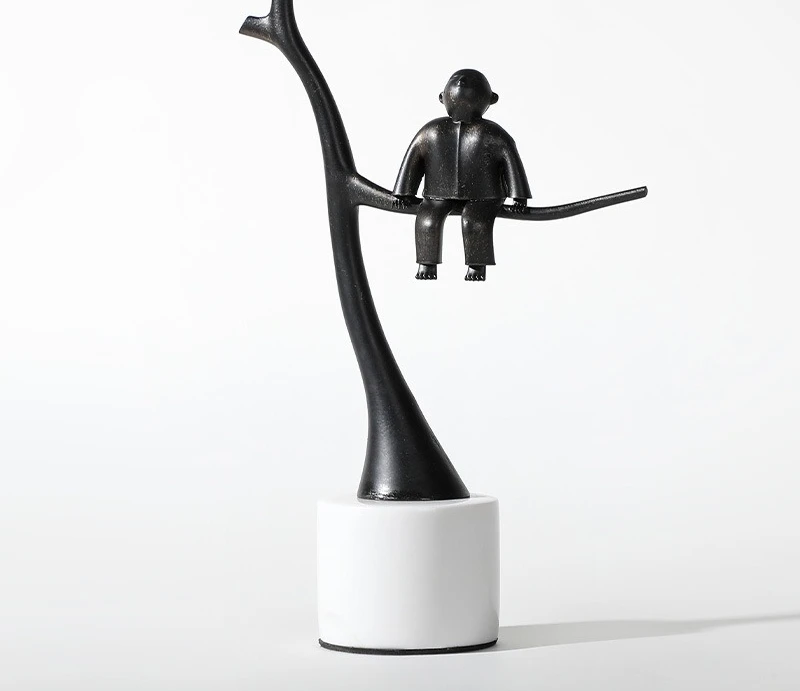 Escultura de figura de metal de entrada de casa modelo de casa de lujo ligero moderno