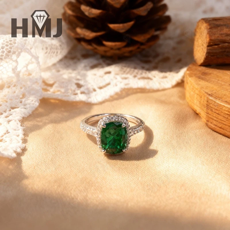 

Выращенные в лаборатории колумбии изумруда/сапфира/рубина удлиненные кольца-подушки элитный ювелирный подарок для женщин рождественское и пасхальное празднование