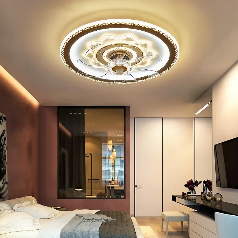 

Creative bedroom lamp ceiling fan chandelier with electric fan lamp integrated simple modern guest room remote control lamp