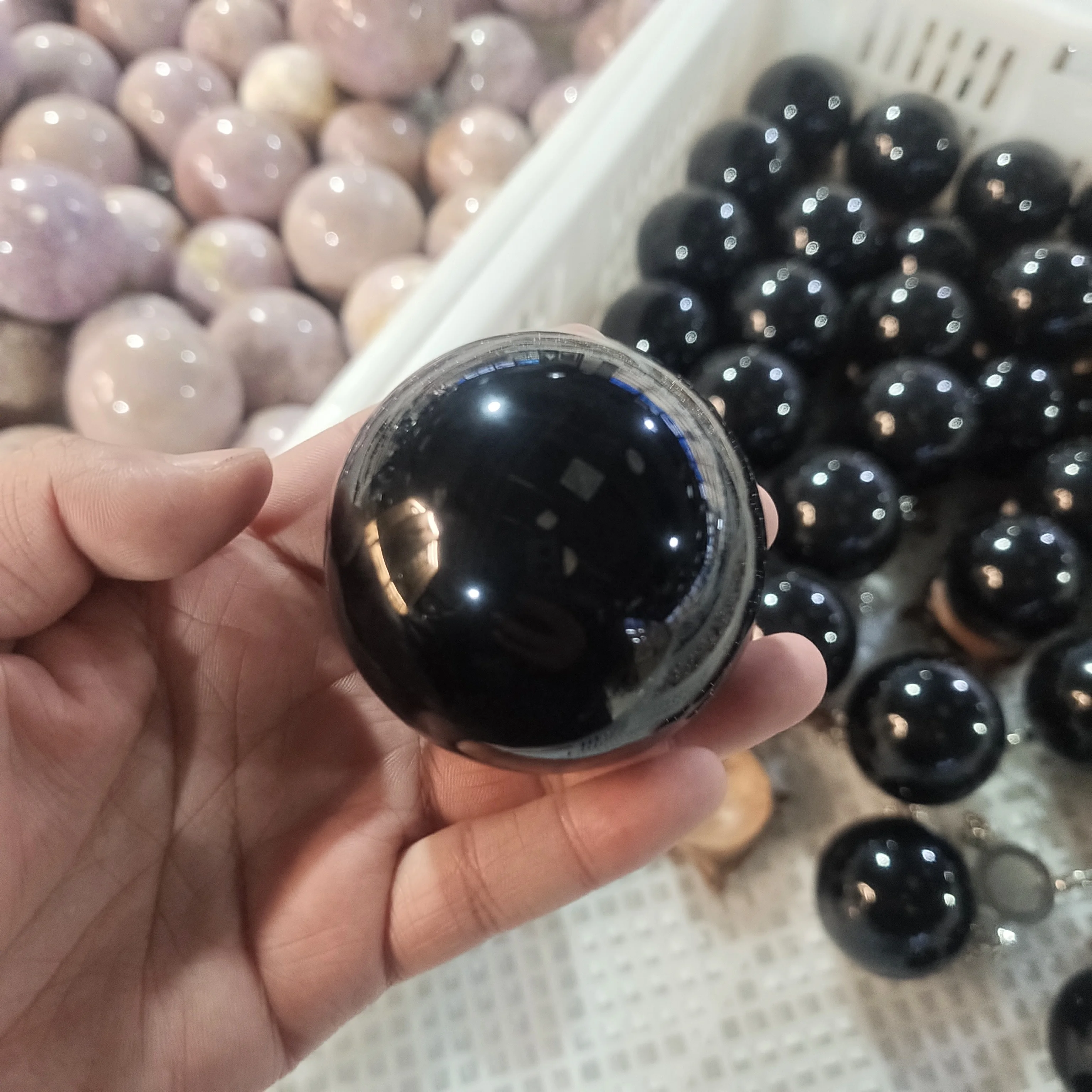 50-60mm Black OBSIDIAN Sphere - One Medium Natural Obsidian Crystal Ball