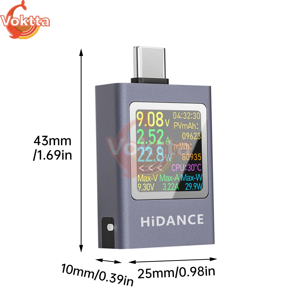 USB Type-C Tester LED Display Voltmeter Ammeter DC Current Voltage Meter Amperimetor Power Bank Charging Tester DC 4.5-50V 0-12A