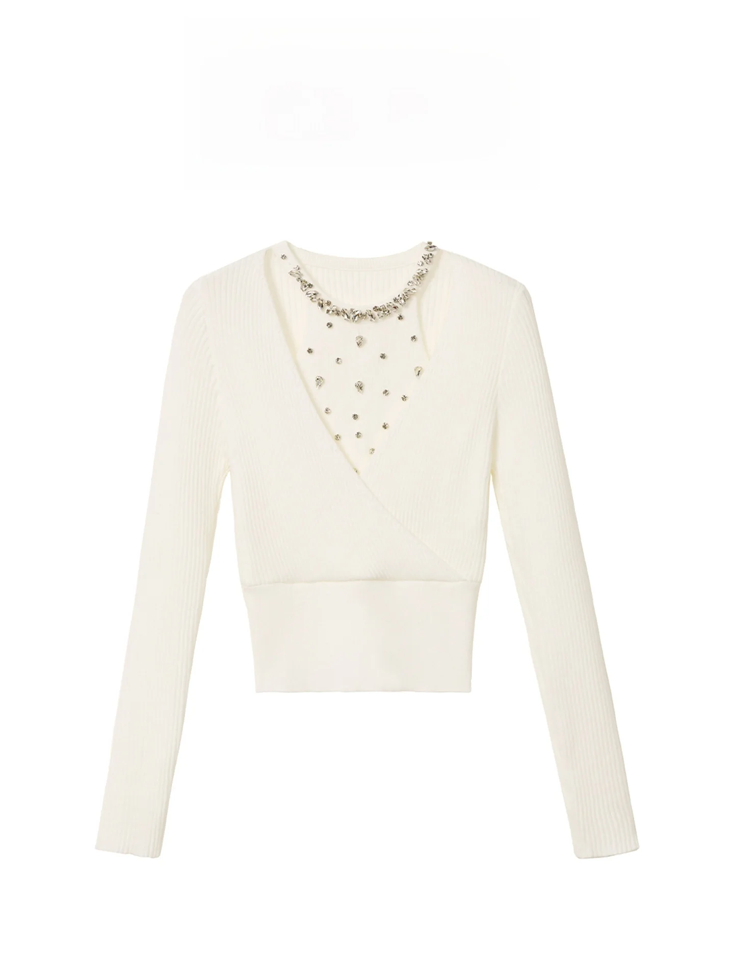 

Женский вязаный свитер AZZHEN Star Diamond Luminous с инкрустацией стразами, тяжелой отделкой и декоративным элементом на шее, для осени